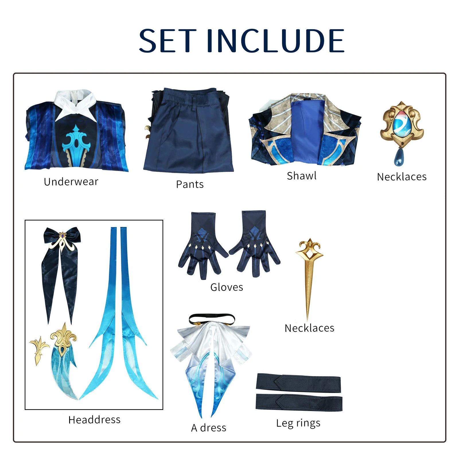 Genshin Impact Neuvillette Cosplay Kostuum Volwassen Carnaval Uniform Pruik Anime Halloween Feestkostuums Maskerade Vrouwen Spel