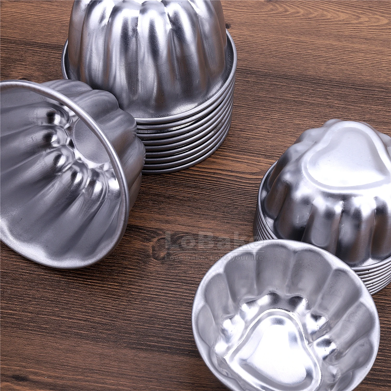 2 Designs Flower Heart Pumpkin Shape Aluminum Cake Mold Metal Pudding Holder Cupcake Cheese Mousse Pan DIY Baking 10pcs A lot