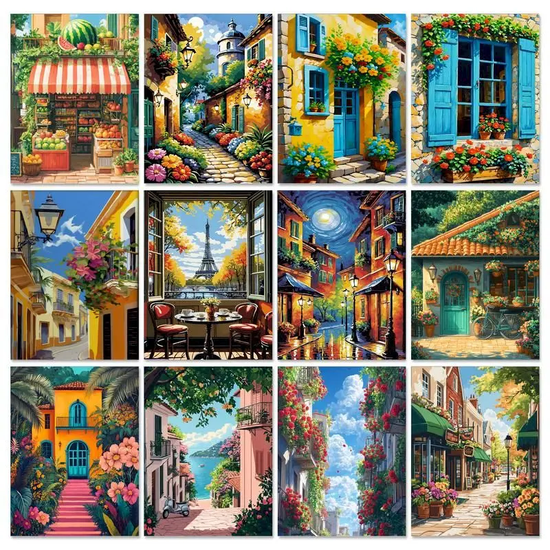 

GATYZTORY DIY oil Painting By Numbers Kits Scenery abstract paint by numbers Craft Kits House Picture On Canvas For Wall Art Pic