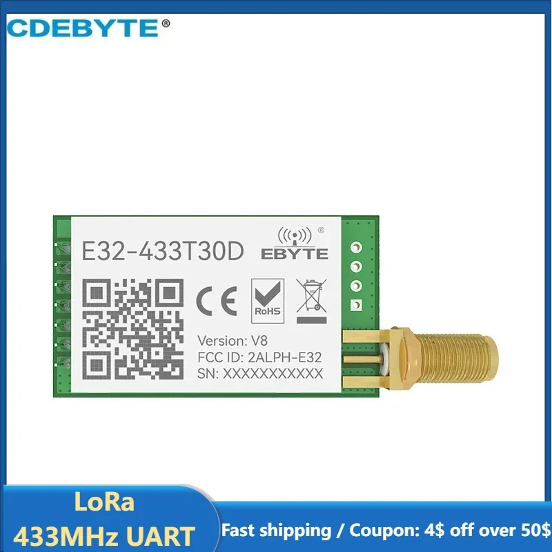 LoRa 433MHz UART IoT Long Range Wireless Transceiver Transmitter Receiver EBYTE E32-433T30D V8 Module 1W SMA Antenna