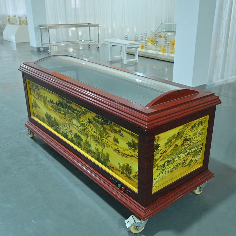 Customized Dead Body Refrigerator Wooden Imitation Cold Storage Casket Mortuary Preservation Freezer For Crematorium