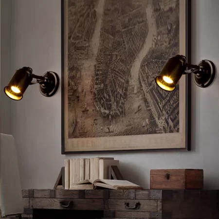 

Vintage Style Spot Light Industrial Metal Wall Lamp Creative Iron Sconce Retro Loft Bar Restaurant Cafe Aisle Porch Balcony