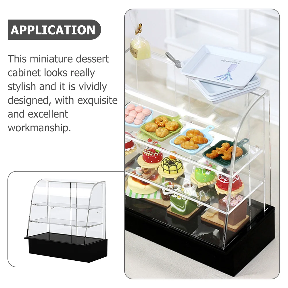 Mini Cake Counter Bakery Cabinet Dollhouse Kitchen Scenes Decor Display Dessert Miniature Food Toys