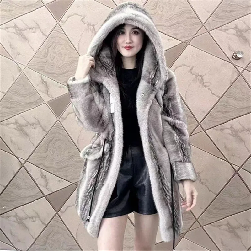 Single Breasted Faux Fur Coat for Women,Adjustable Waist Jacket,Thick Warm Female Clothes,High Quality,Autumn and Winter