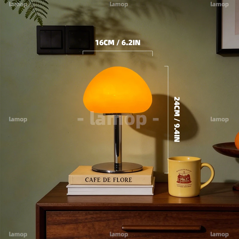 Open‑Mouth Triangular Glass Table Lamp,Mild Soft Ambient Light,French Lazy‑Vibe Lamp for Household Dresser Top