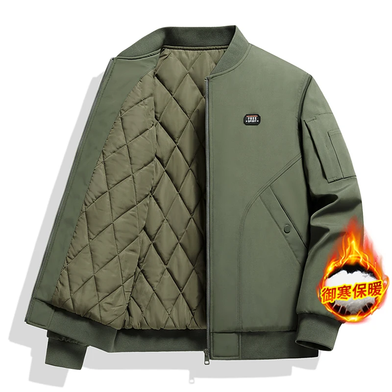 

Baseball Collar Cotton Jacket Men's Winter Retro Workwear Pilot Jacket Men's Plus Size Cotton Jacket American Casual Thick Coat