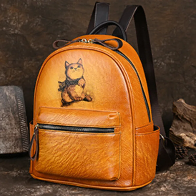 GAGACIA 2024 borsa da viaggio di grande capacità in pelle bovina nuovi zaini retrò per borsa da donna borsa da scuola per ragazze di lusso in vera