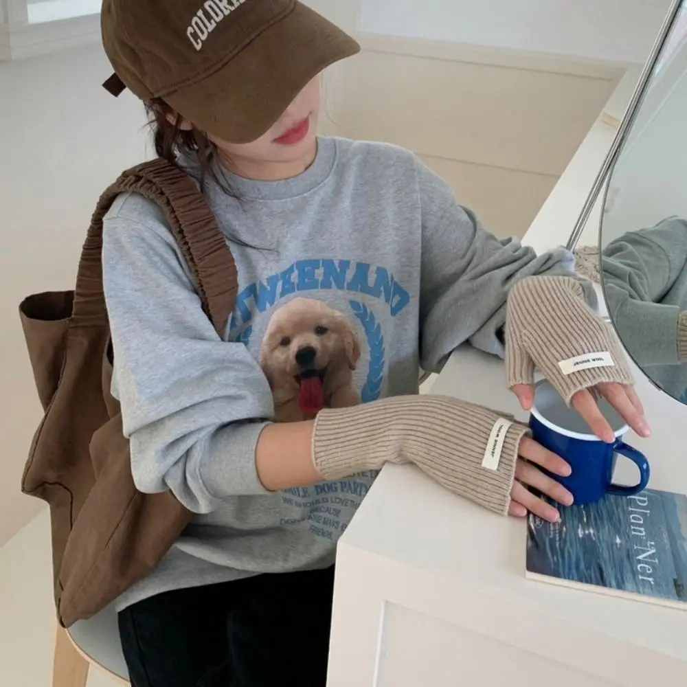 

Модные однотонные вязаные перчатки с рукавами, простые перчатки без пальцев, эластичные длинные зимние теплые перчатки для женщин и девочек