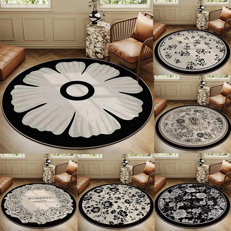 Vintage Pattern Luxury Round Carpet Elegant Aesthetic, Bedroom & Study Cushion, Table & Chair Mat  Dressing Table Mat