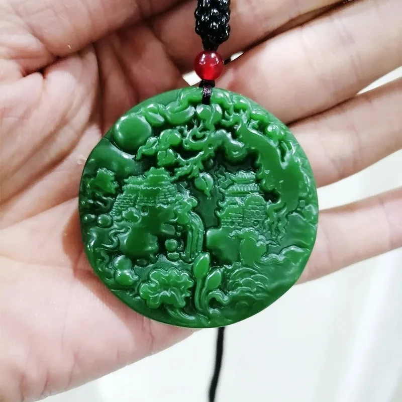Natural Aquamarine Hand-carved Landscape Pendant Fashion Boutique Jewelry Men's and Women's Landscape Painting Necklace