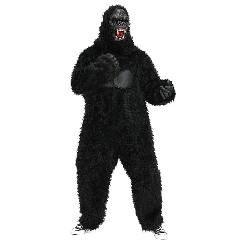 2024 New Arrival Men Furry Chimpanzee Mascot Black Gorilla Halloween Costume For Adult