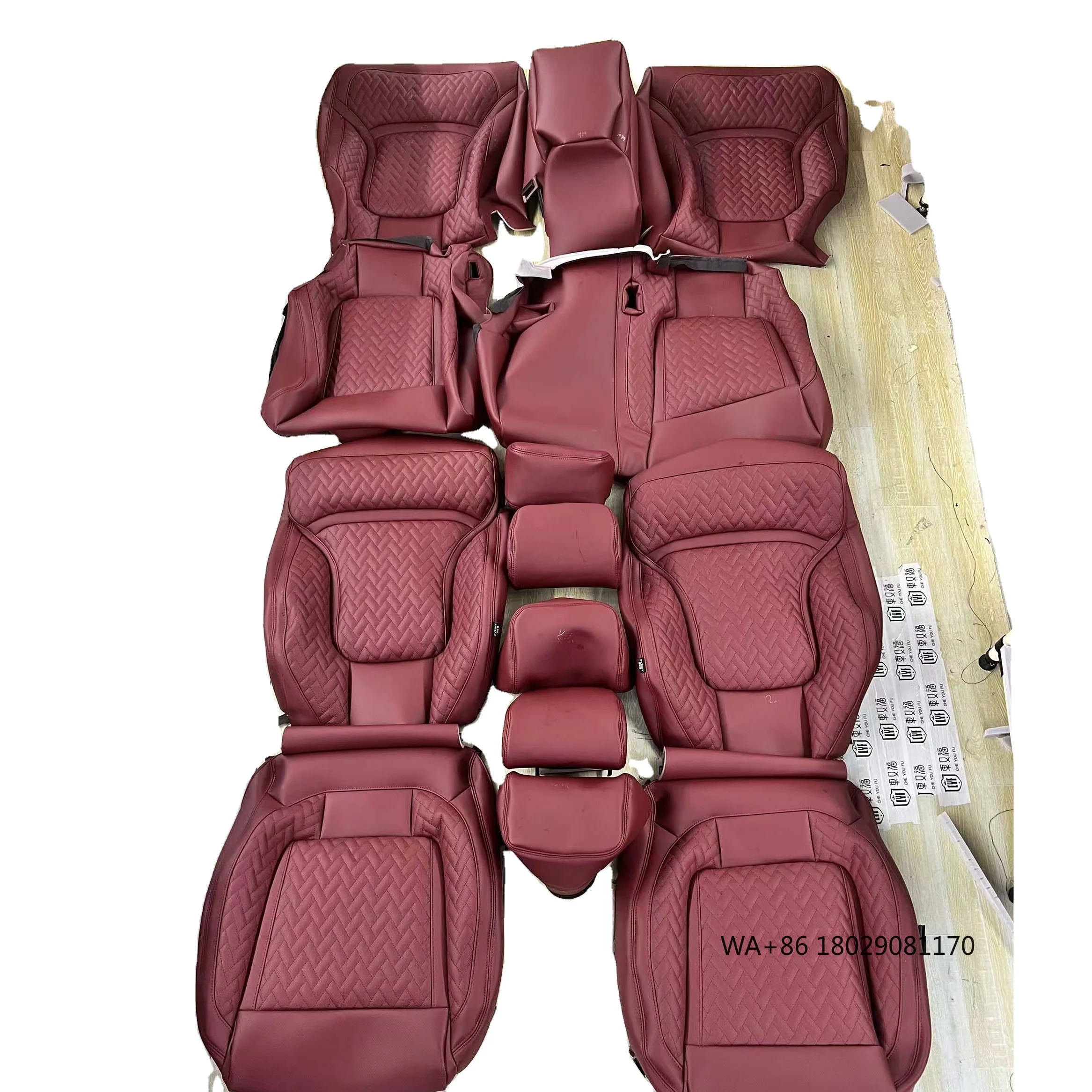 

Изготовленный на заказ красный кожаный чехол наппа, полный сменный чехол на автомобильное сиденье для модифицированного стиля Ruitu