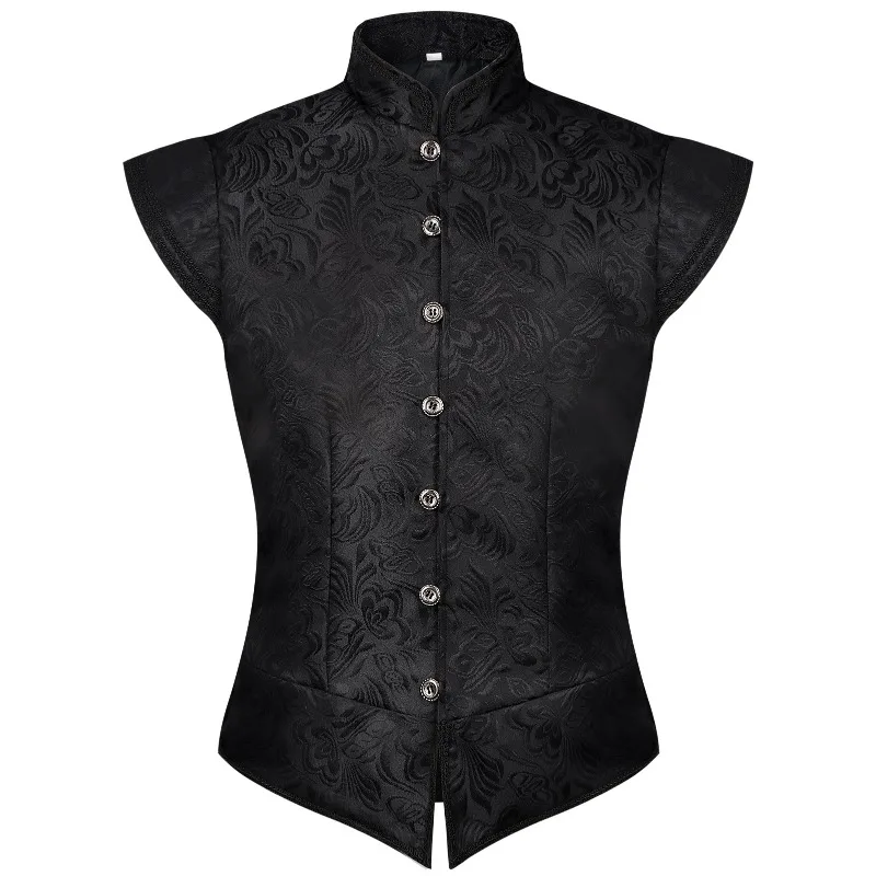 Medieval Cosplay Jacquard Vest for Men Vintage Renaissance Costume Top Short Waistcoat Baroque Pattern Halloween Cos Performance