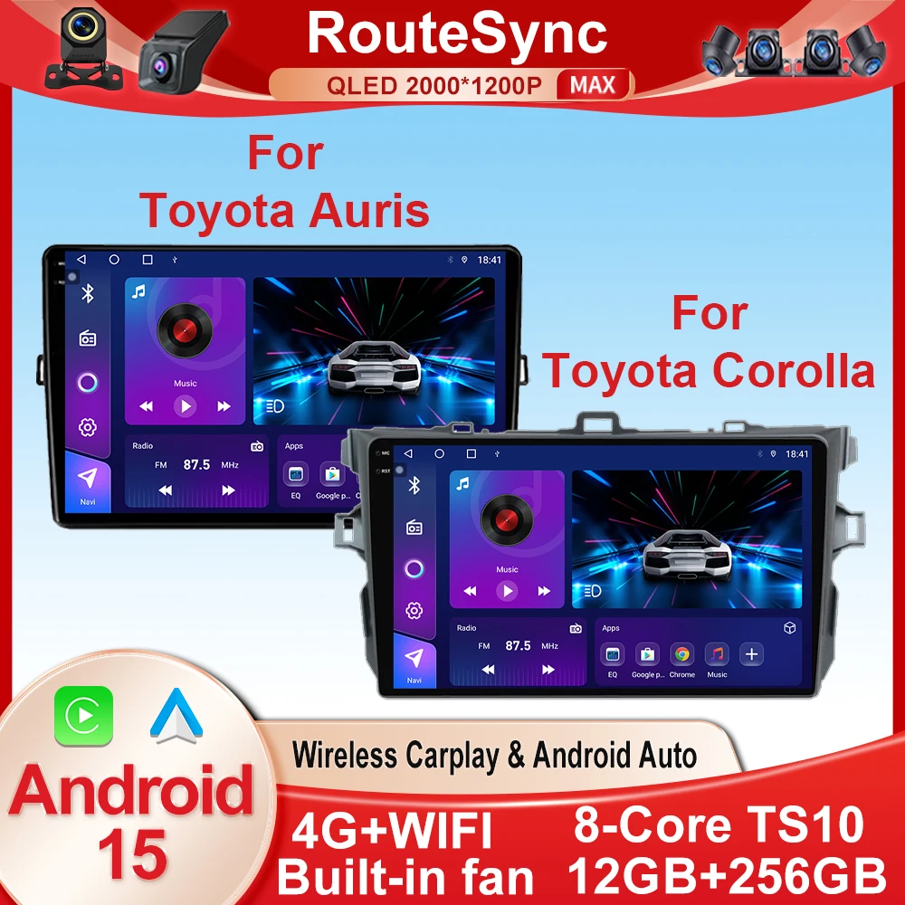 Rádio estéreo do carro de android 15 para toyota corolla auris e140 150 2007 2008 2009 2010 2011 2012 2013 navegação do jogador multimídia
