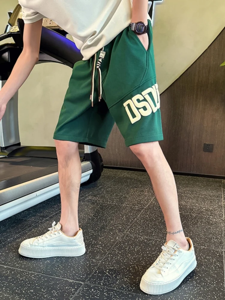 

Летние мужские модные брендовые повседневные брюки с принтом, длиной до колена, дышащие, прямого кроя, спортивные, средней посадки