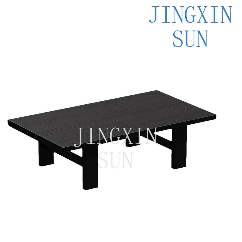 Customizable wabi sabi medieval solid wood rectangular black coffee table living room home bed and breakfast retro minimalist