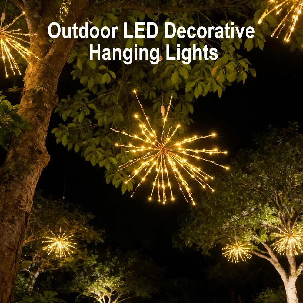 BORUiT LED Firework Light Garden Decoration Fairy Lights Waterproof Outdoor Dandelion Lawn Lamp for Garden Landscape Lawn Decor