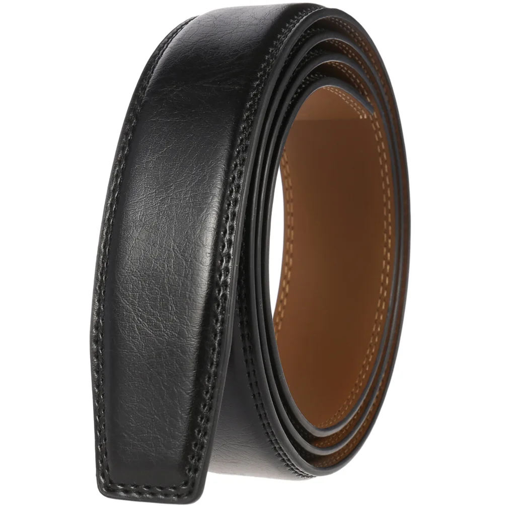 Hongmioo No Buckle 3.5cm Width Cowskin Genuine Leather Belt Men Without Automatic Buckle Strap Male Black Brown Blue Gray