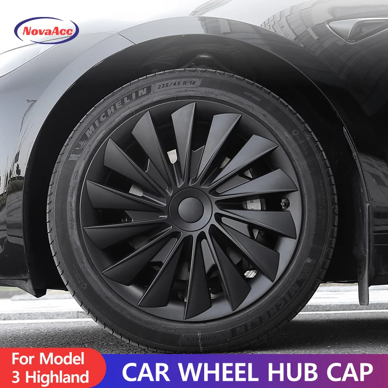 

NovaAcc Hubcaps for Tesla Model 3 2024 Wheel Cover Cap Black for Model 3 Highland Replacement Hub Cap Replacement No Logo