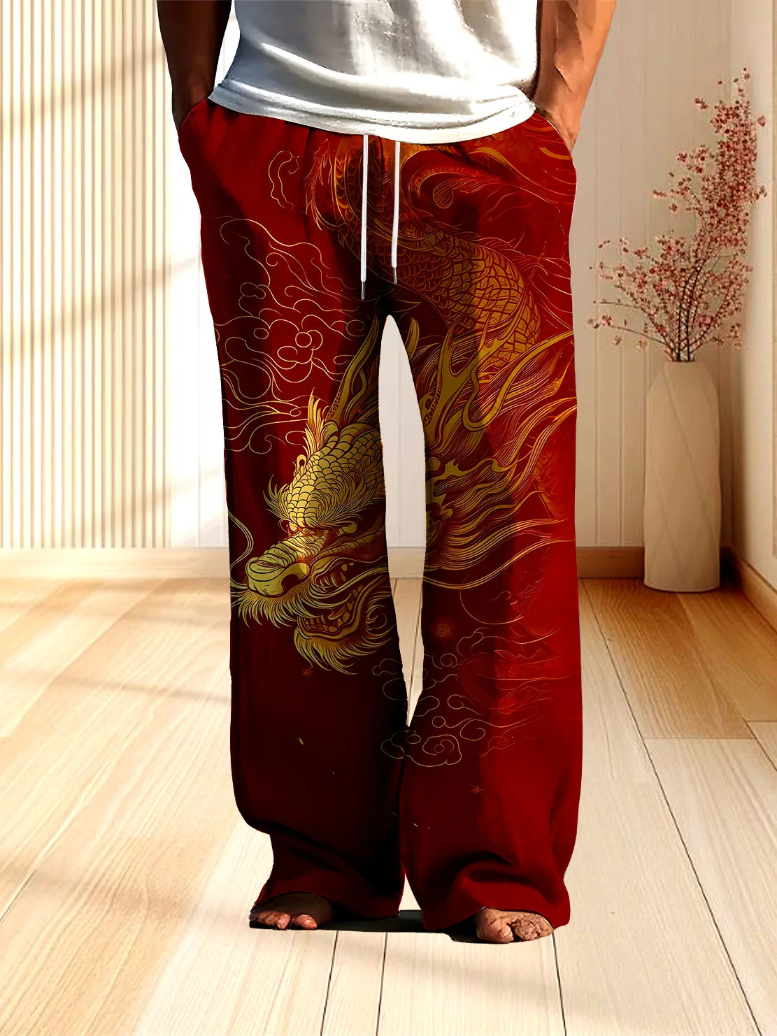 

Мужские длинные брюки с 3D цифровой печатью дракона, новые повседневные брюки для дома 2025 года, свободные, удобные, быстросохнущие, не выцветают.