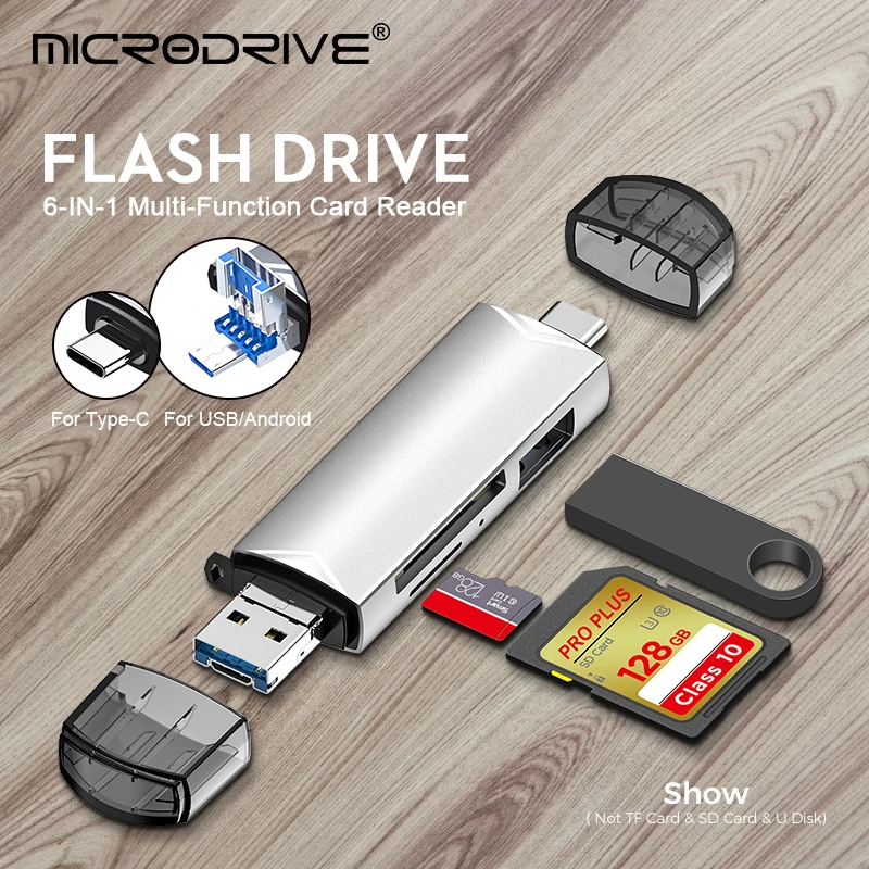 6 in 1 Card Reader USB3.0 to Type C Micro USB Universal OTG Adapter Multifunctional adapter SD TF High-speed transmission