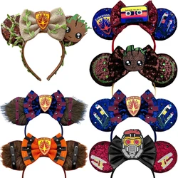 Marvel Star-Lord Bow Rocket Raccoon Ears Headbands For Women Groot Hair Band Girls Guardians of The Galaxy Type Hair Accessories