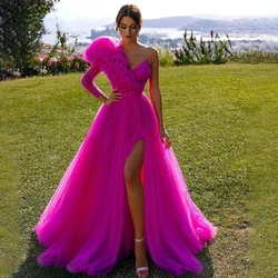 Simple Prom Dress For Women Sleeveless A Line One Shoulder Formal Evening Gowns Split Elegant Party Dresses فساتين الحفلات