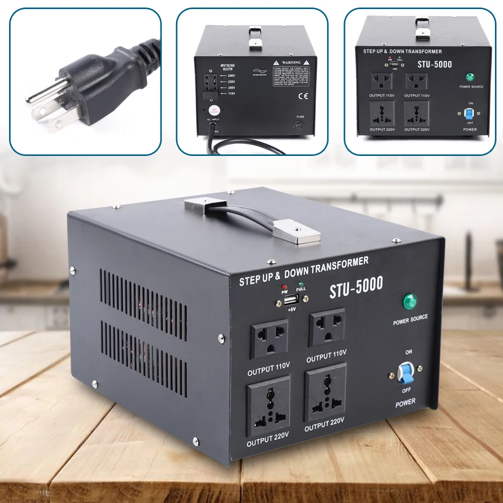 Voltage Transformer 5000 Watt Power Step Up Down Voltage Transformer Electric Converter USB 110V⇋220V Voltage Converter