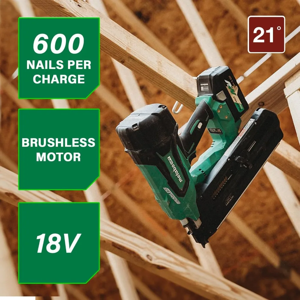 Cordless Framing Nailer Kit Round Head Nails Battery