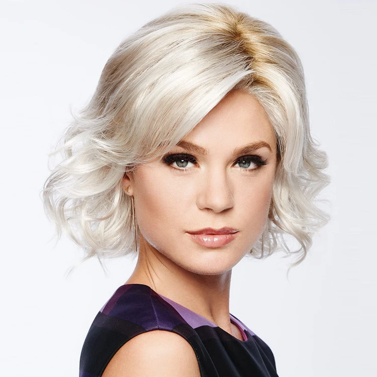 Peluca de Cosplay de abuela gentilemente, pelo sintético, pelucas cortas y rizadas para mujer, peluca blanca ombré para anciana, peluca Natural suave para abuela, disfraz