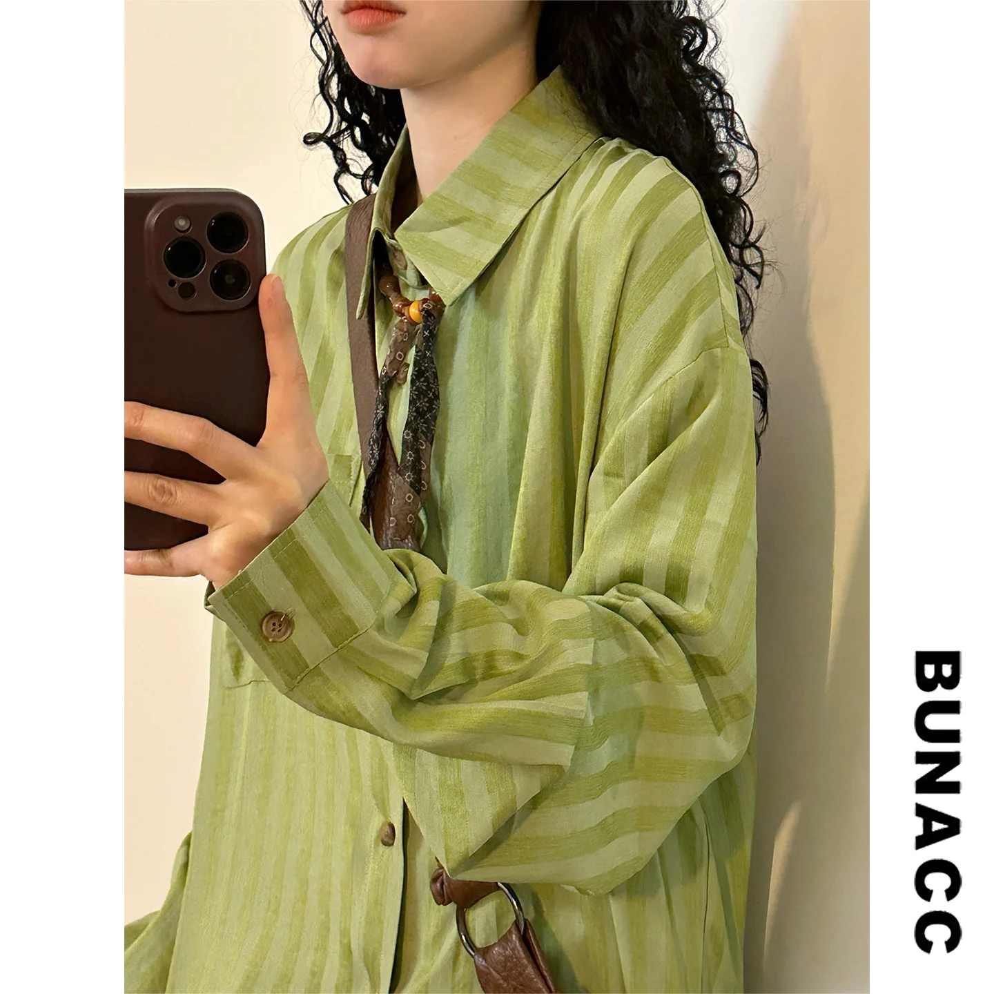 

Свободная рубашка в японском стиле с длинными рукавами и воротником в полоску, повседневный универсальный топ на весну и лето для мужчин и женщин