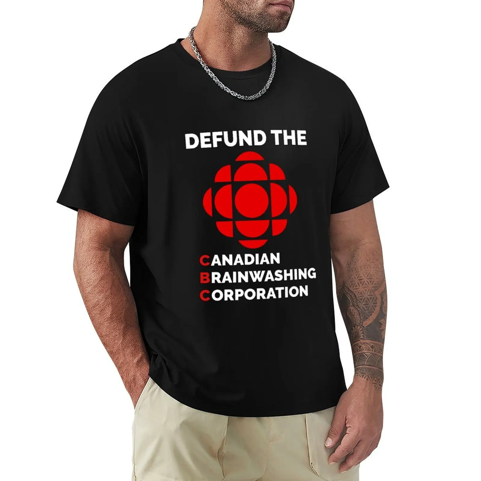 Defund the Canadian Brainwashing Corporation T-Shirt Basic Comfort Fit T-Shirt for Men