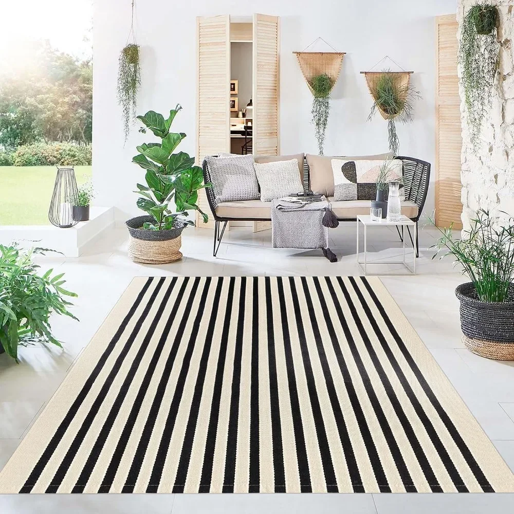 

5x8 Ft Outdoor Area Rug, Washable Indoor Outdoors Rug Cotton Outdoor Patio Rugs Farmhouse Rugs
