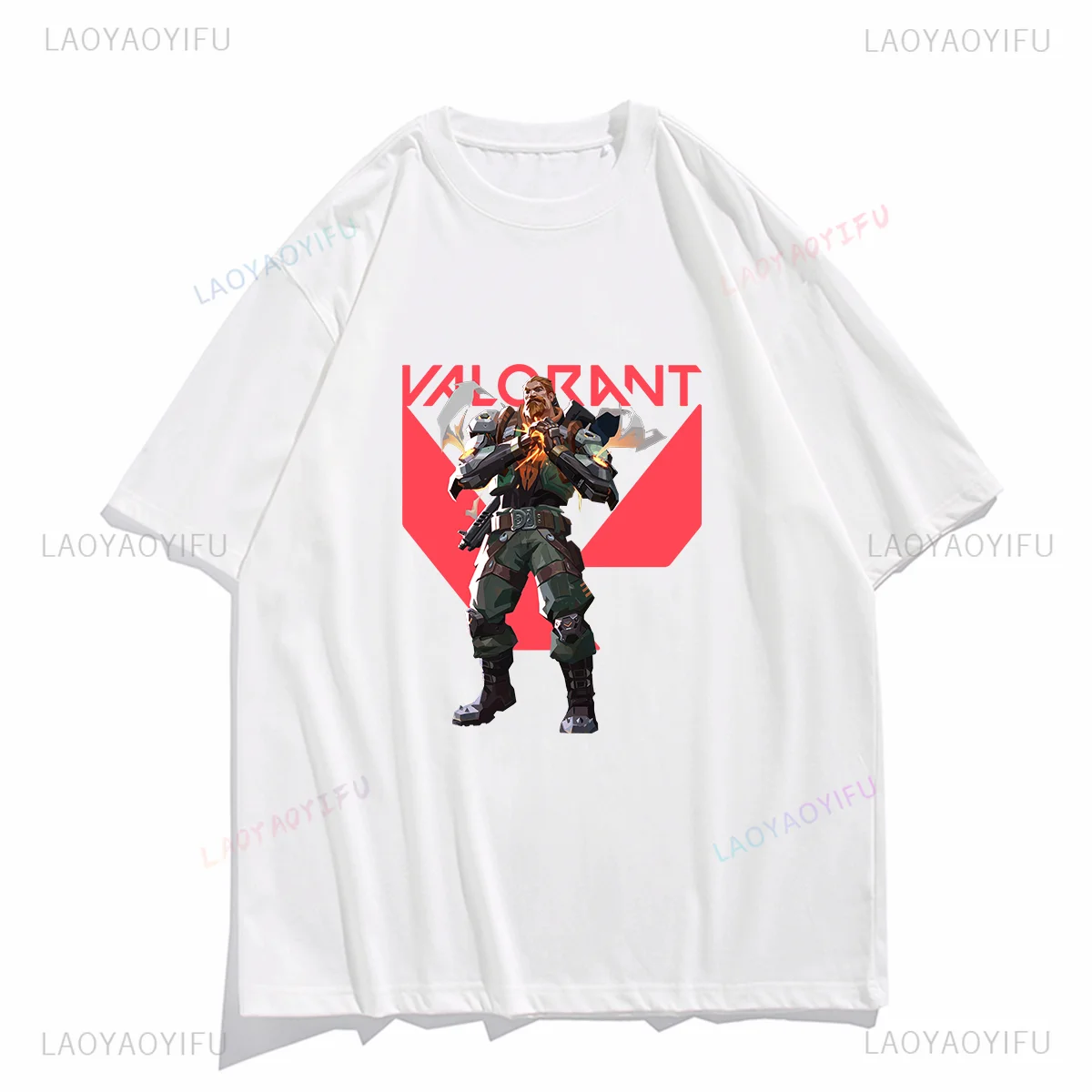 Popular Game VALORANT Game Role Breach Print T-shirt Women T Shirt Breathable Comfortable Cotton Tops Men Clothing Unisex