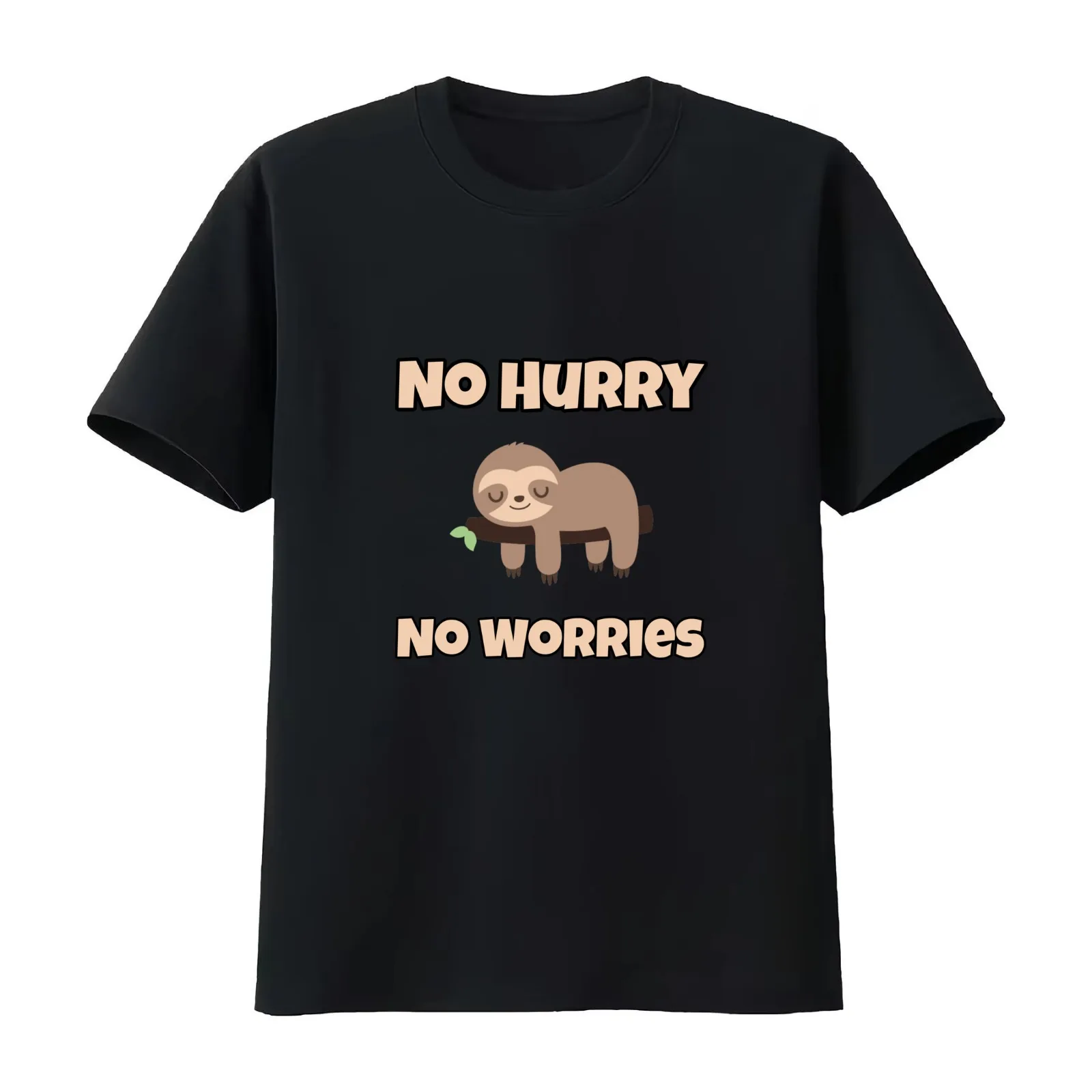 No Hurry No Worries T-Shirt Summer Casual Cotton Tee Oversized Streetwear Tops Vintage Graphic Print Loose Fit Short Sleeve
