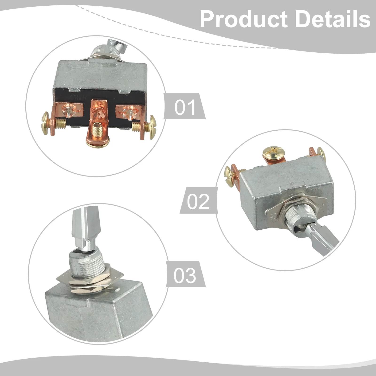 50 Amp Toggle Switch 50A 12V DC Toggle Switch Metal Contact Material Multiple Outlets Sliver Heavy Duty Applications