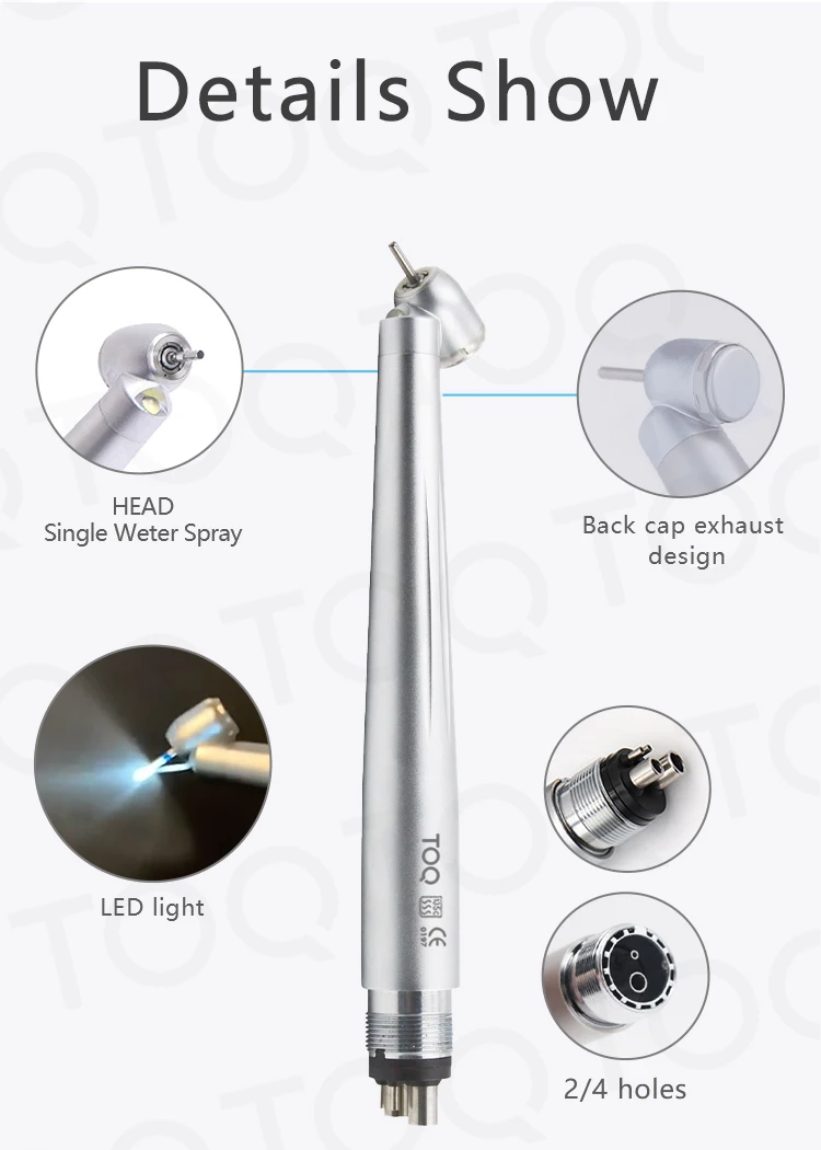 45 degree LED light dental high-speed handle standard head button single spray LED light B2 M4 2/4 holes