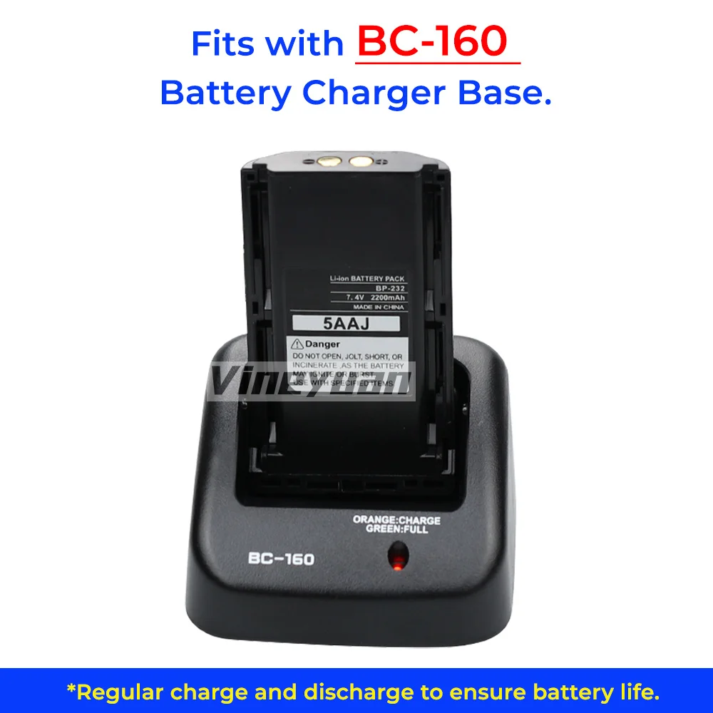 Аккумулятор Li-ion BP-232 2200 мАч для ICOM IC-F3011 IC-F4021 IC-F14 IC-F15 IC-F16 IC-F26 IC-F43 IC-F43GT (замена BP-230, BP-231)