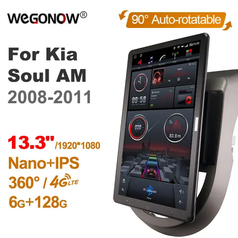 

Автомобильная магнитола 13,3 дюйма, 1Din, Android 10,0, для Kia Soul AM 360-2008, GPS, автомобильная аудиосистема, вращающаяся 4G LTE, без DVD