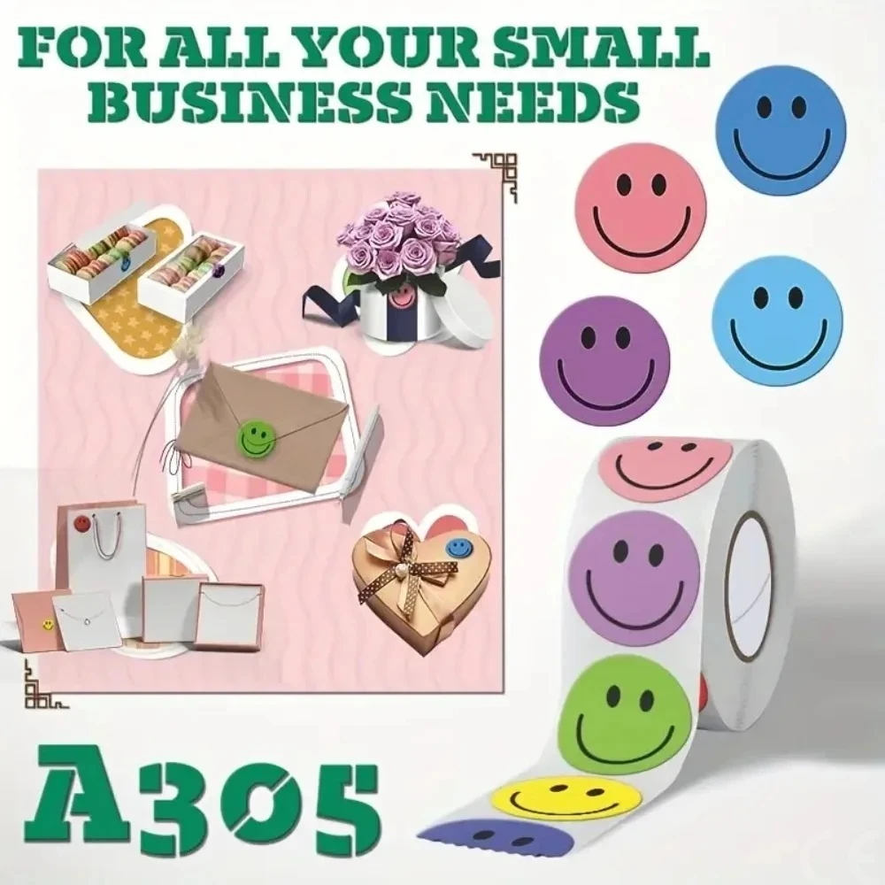 500pcs smiling face paper stickers, round stationery stickers, suitable for teachers, parents, classroom, learning rewards, gift