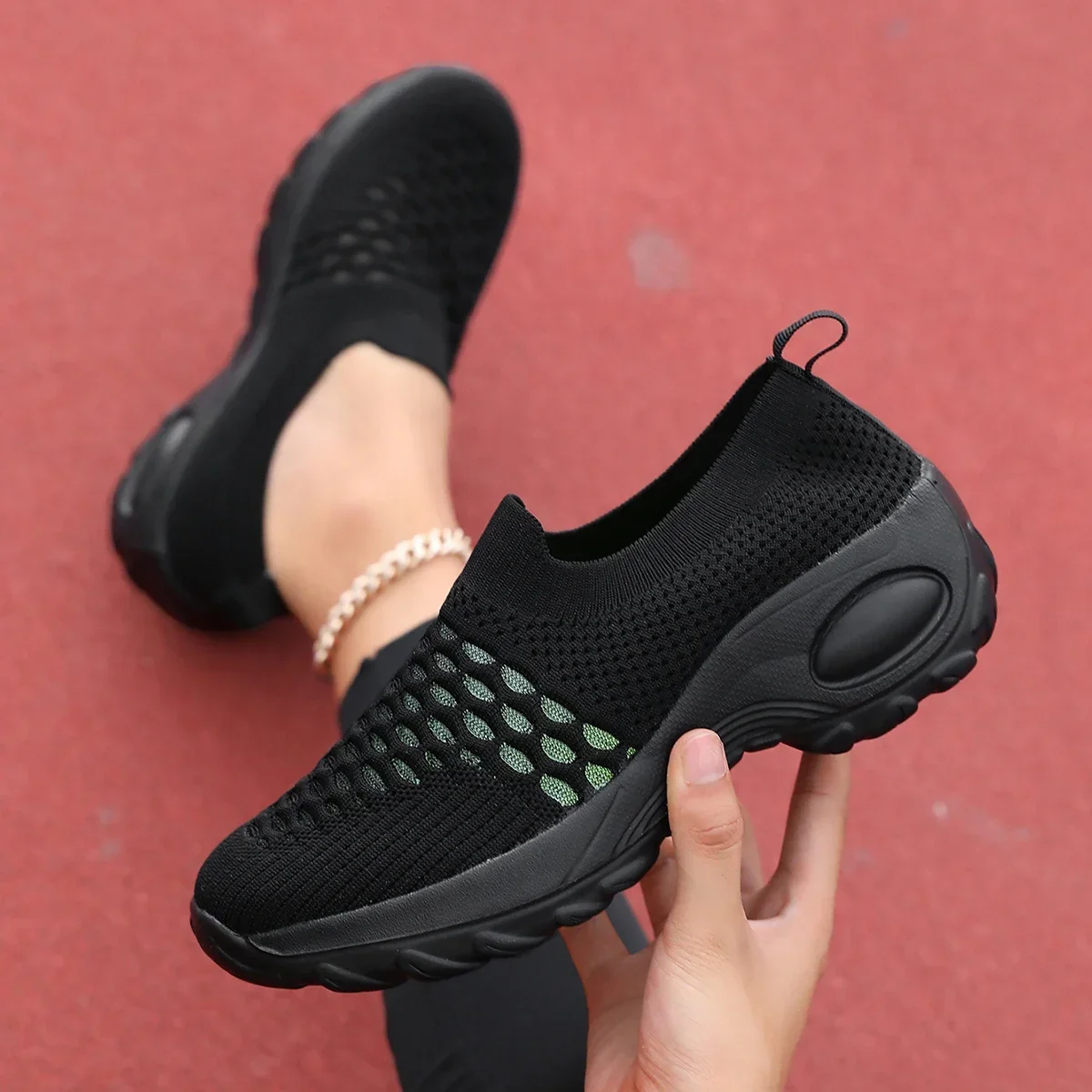 Women's Casual Fashion Sneakers,Breathable Lightweight Mesh Slip-OnShoes, Comfortable Sports Shoes For Daily Wear