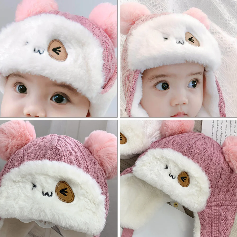 

Cute Cartoon Earflap Hats Kids Winter Headwear Warm Cotton Beanie Hat with Full Ear Coverage for Cold Weather Birthday Holiday