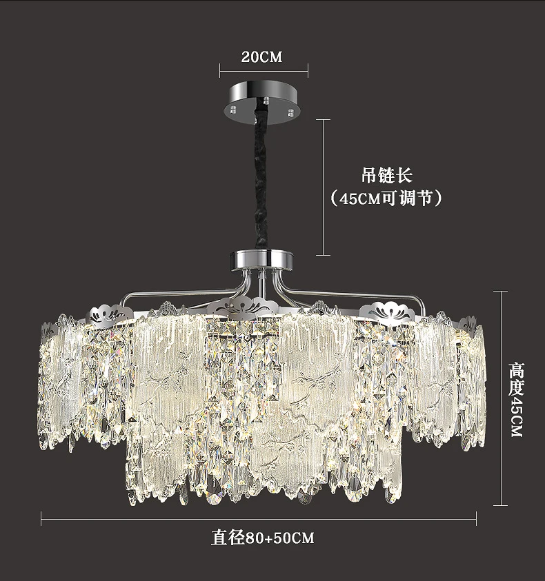 New French Romantic Retro K9 Crystal LED Chandelier Luxury Living Room Bedroom Dining Room Lights Villa Wine