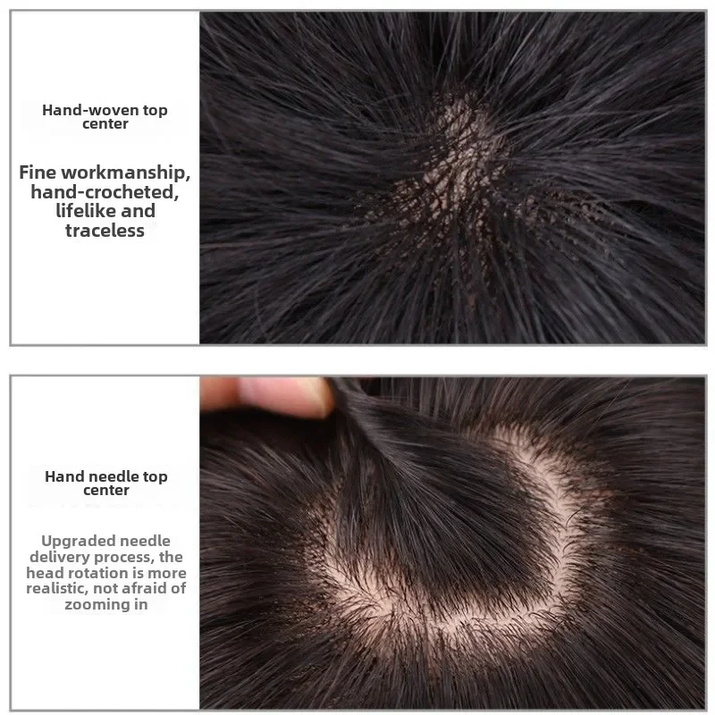 Men's Human Hair Fake Swiss Lace Men's Wig Hair Durable Men's Capillary Prosthetics Handmade Indian Hairpin Replacement System