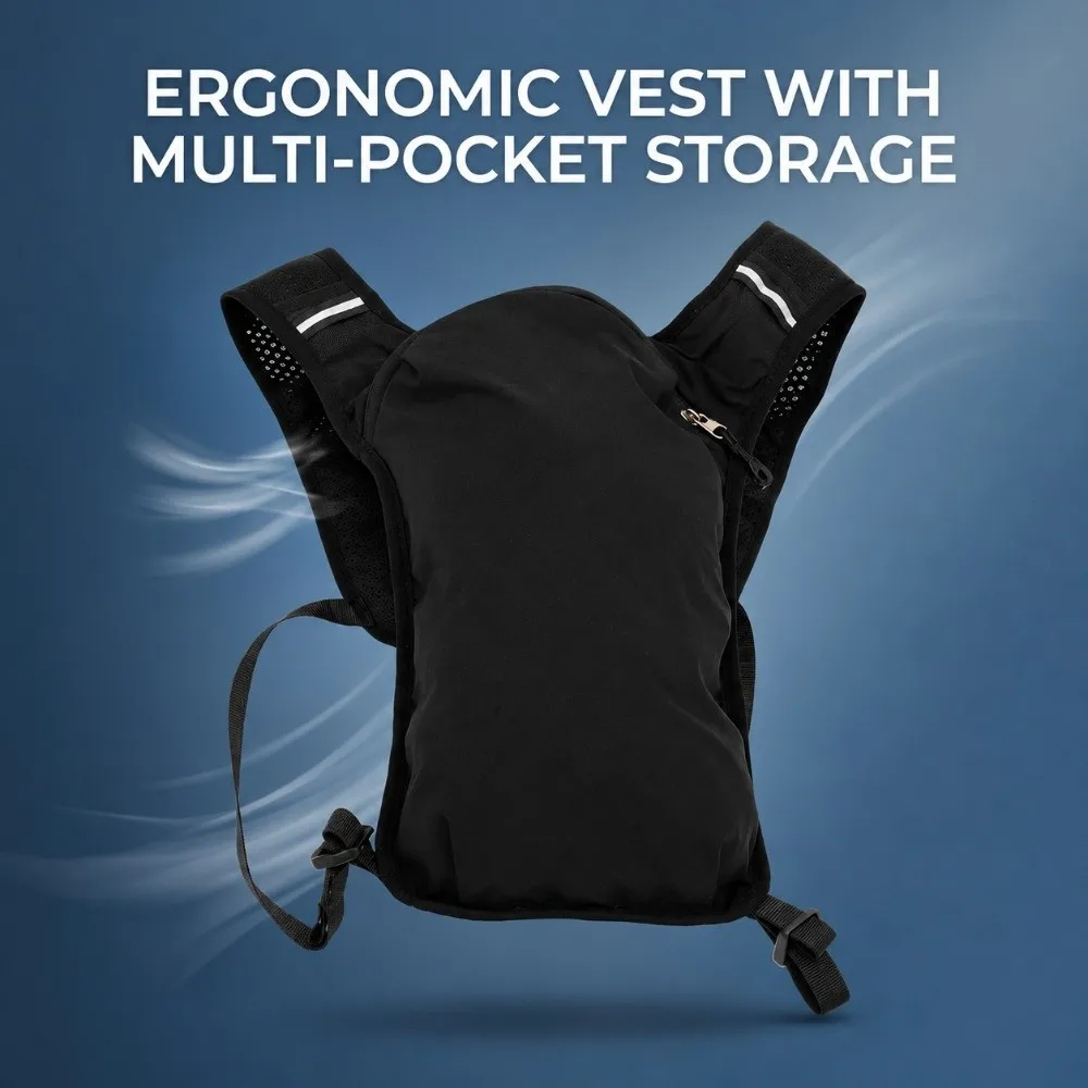2PCS Nylon Hydration Running Vest Breathable with Reflective Strips Running Hydration Pack Lightweight Hydration Vest Backpack