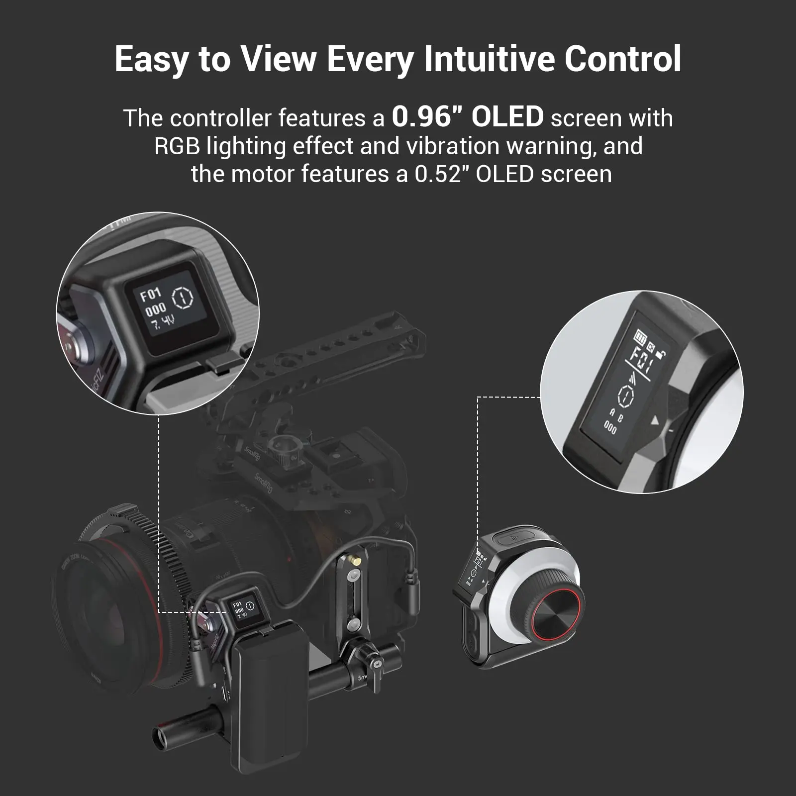 SmallRig MagicFIZ Wireless Follow Focus Basic Kit with Handwheel Controller and Receiver Motor,Wireless Cabled Dual Control Mode