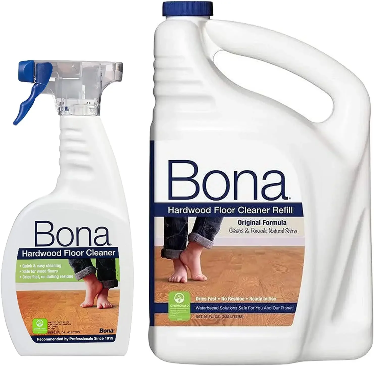 Hardwood Floor Cleaner, Original Formula, 96 oz Refill + 22 oz Spray, Fast Drying, No Residue