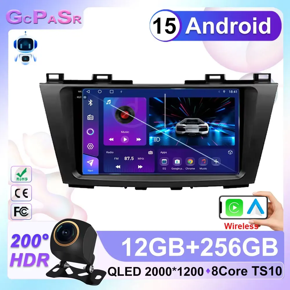 Car Radio For Mazda 5 CW 2010 2011 2012 2013 2014 2015 Multimedia Navigation Player Video WIFI+4G DSP  Android 15 Carplay Auto