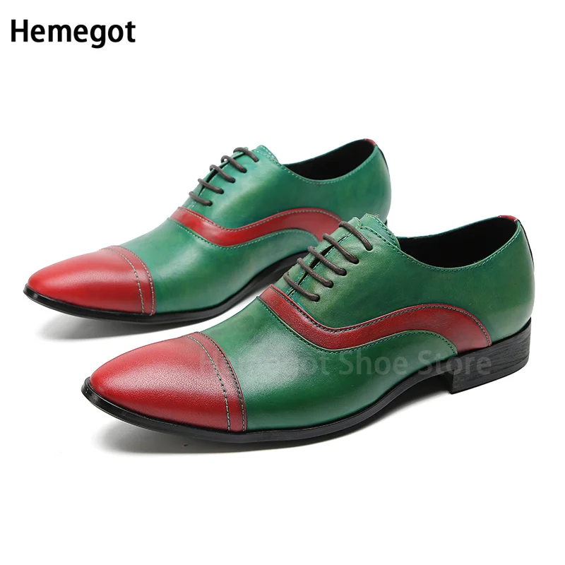 

Candy Color Lace Up Loafers for Men New Pointed Toe Multi-Color Slip-On Leather Shoes Party Banquet Wedding Flats Men Shoes