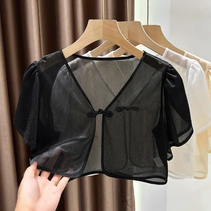 Chiffon Short Outer Wear Sunscreen Shawl Women Sun Clothing Summer Sun Protection Air-Conditioning Cloak Lace Thin Jacket A451